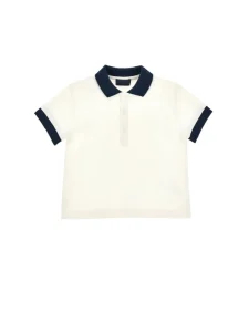 Baby Boys Contrast Collar Polo Shirt Short Sleeve White Navy Casual Tee Toddler Kids Summer Tops