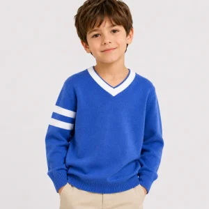 Baby Boys Stylish Winter Sweaters for Kids V Neck Stripe Pullover Sweaters