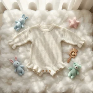 Baby Chunky Cotton Knit Romper Soft Comfortable and Environmentally Friendly Material Bodysuit for Newborn Baby Knit Sweater
