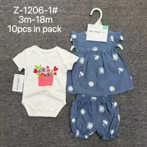 Baby Clothes Girl’s Summer Set Custom 3pcs Romper Casual Shorts Bow Hairband Plaid Cotton 3 18 Months Size