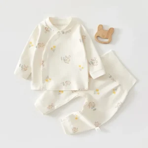 Baby Clothes Spring Autumn Newborn Two Piece Set Pure Cotton Thermal Underwear Anti Bacterial Single Breasted Ins Unisex 6