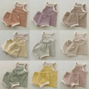 Baby Cotton Camisole and Shorts Two Piece Set Korean Style Summer Homewear Baby Cotton Camisole Shorts Set