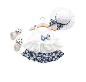 Baby Girl 2 Pcs Summer Shorts Set White Dress Girl’s Clothing Sets Baby Clothes Summer Girl’s Clothing Sets