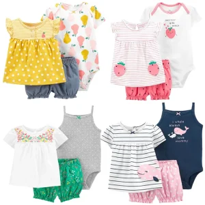 Baby Girl 3 piece Clothing Set Bodysuit Baby Bodysuits 3 Pack Soft Cotton Summer Outfits for Newborn Infant Girl
