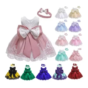 Baby Girl Clothes Ball Gown Princess Dress Infant Formal Birthday Baptism Party Kids Flower Girl Dresses With Big Bow