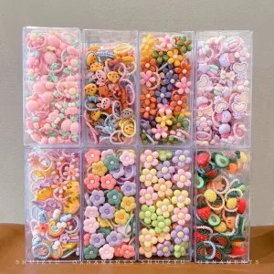 Baby Girl Hair Ties Thin Hair Non-Damaging Elastic Bands Small Cute Cartoon Hair Accessories Kids Gift Box