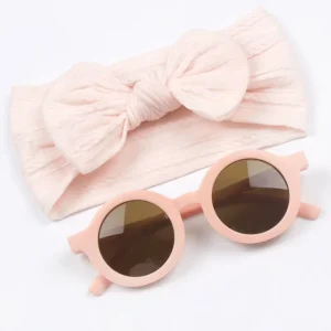 Baby Girl Headbands Hair Bows Soft Nylon Elastic Hairbands with Baby Sunglasses Set Hair Accessories for Infants Toddlers Kids