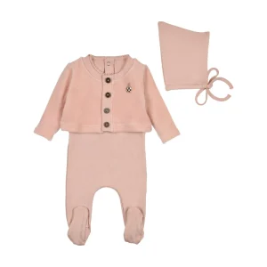 Baby Girl High Quality Footie 3 Piece Set Boutique Cardigan Solid Color Jumpsuit Romper With Hat 3pcs Newborn Infant Boy Clothes