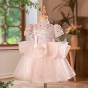 Baby Girl Qipao Party Wedding Dress Infant Girl Flower Piano Birthday Princess Evening Dress