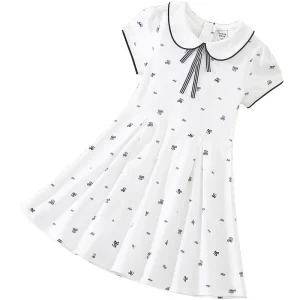 Baby Girl Shirt Dress Girl Summer Dress Vestidos Cotton Little Girls Dresses De Verano Short Sleeve 6 to 14 Years