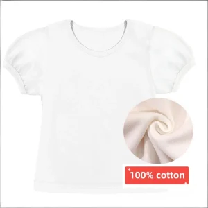 Baby Girl T-shirt Summer Solid Blank T-shirt Kids Infant Girl Top Puff Sleeve Tee Shirts