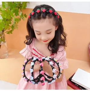 Baby Girls Cute Hair Bands Barrette Braid Tool Hair Accessories Bows Double Bangs Hairstyle Sweet Kids Hairband