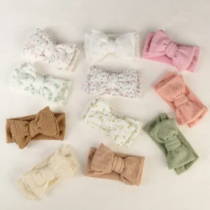 Baby Girls Elastics Headwraps Soft Nylon Bow Knot Floral Print Headbands Hairbands for Toddlers Newborn Infant Kids