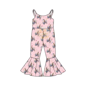 Baby Girls Jumpsuit Cute Girls Printed Strap Pants Customized Summer Girls Strap Bell bottoms