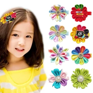 Baby Girls Kids Back School Hair Accessories Toddler Hair Bows Alligator Clips Grosgrain Ribbon Flower Hairpins