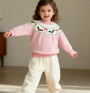 Baby Girls Pink Knitwear 100% Cotton Kids Toddler Sweater Christmas Clothes Girls Knit Sweaters