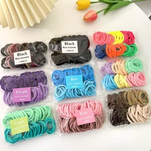 Baby Girls Ponytail Terry Cloth Hair Ties Customized No Crease Nylon Elastic Hair Ties Set Packaging for Women Kids