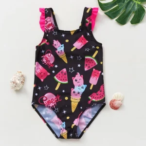 Baby Girls Short-Sleeved One-Piece Swimsuit