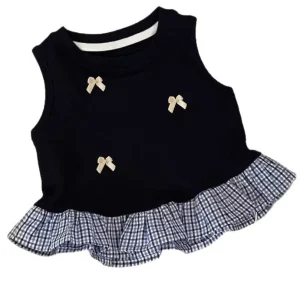 Baby Girls Summer Blouse Kids Girls Sleeveless T shirt Top Cute Bow Decoration Plaid Soft Daily Wear Children Girls Clothes
