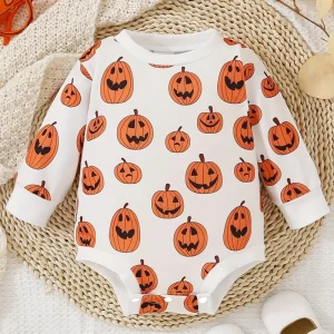 Baby Halloween Costume Pumpkin Patch Sweatshirt Jumpsuit Sweater Shirt Cute Outfit for Newborn Toddler Boys Girls