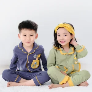 Baby Home Wear Spring and Autumn 100% Cotton Pajamas Breathable Flannel Baby Sleepwear