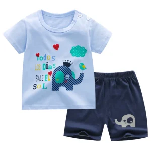 Baby Kids 100% Cotton Breathable Pajamas Custom Cute Cartoon Printing Sleepwear Sets