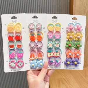 Baby Kids Girl Elastic Hair Band Accessories Hair Tie Set Multicolor Fruit Flower Rubber Cartoon Animal Hair Ring