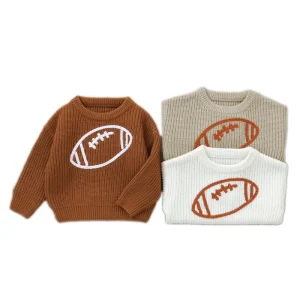 Baby Knit Sweater Custom Embroidery Football Infant Crochet Clothing Knitwear Sport Toddler Boy Knitted Top Pullover Clothes