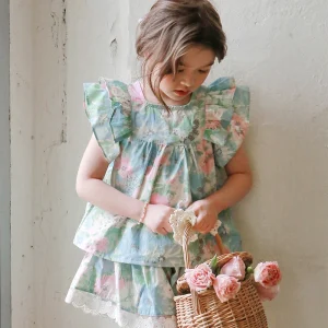 Baby Korean Style Floral Shirt and Shorts Summer Girl’s 2-piece Set Kids Clothing Set Girl Clothes 6-12 Years