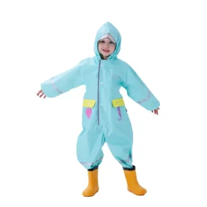Baby Raincoat Mermaid Dinosaur Cartoon Rain Gear Overall Rain Suit Cute Boys Cartoon Rain Jacket Camo Waterproof Durable Kids