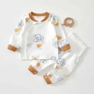 Baby Suit Spring Autumn High Waist Pure Cotton Animal Cartoon Casual Softened 2pcs Baby Boys Girls Split Long Sleeve