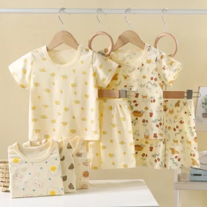 Baby & Toddler Girl Floral Pajamas Cotton Breathable Snug-Fit Short Sleeve Sleepwear Set 1-5Y