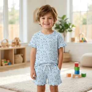 Babylovey Professional Factory Boys Nightwear Set Organic Bamboo Pajamas Toddler for Home Wear