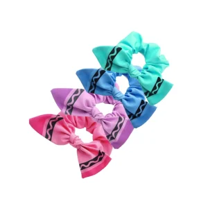 Back to School Crayon Scrunchies for Girls School Pencil Hair Hair Tie Kids Hair Bow Accessories