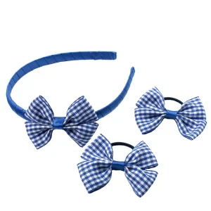 Back to School Gingham Plaid Hair Bows Set for Girls Students Uniform Gingham Headband Kids Hair Accessories