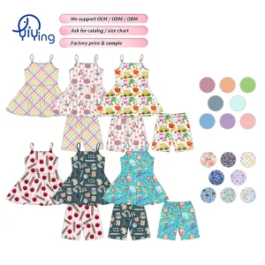 Back to School Girls Summer Outfits Sleeveless Top & Biker Style Shorts Kids 2 Piece Sets Girls Custom Baby Girls Clothing Sets