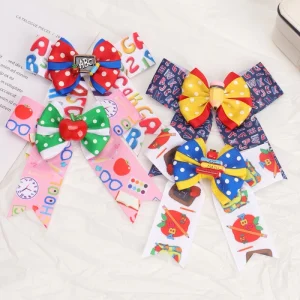 Back to School Hair Bows Hair Clips Grosgrain Ribbon Bows for Girls Pencil Hairpins Princess Hair Accessories for Kids