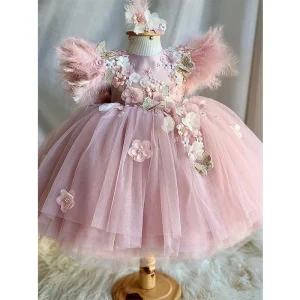 Ball Gown Fluffy Flower Girl Princess Ruffled Girl Lovely Dress Luxury Party Dress Applique for Children Dress