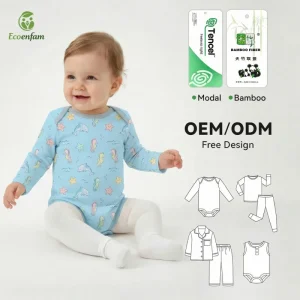 Bamboo Baby Pajamas Infant Girl Long Sleeves Heat Transfer Printing Sleepwear OEM ODM Baby Bamboo Clothes Manufacturer