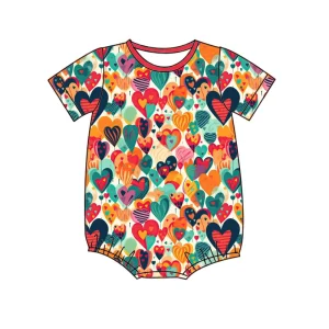 Bamboo Clothes Baby Girls Short Sleeve Toddler Sleepwear Jumpsuit Valentine Day Bubble Romper