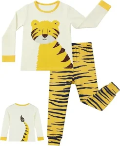 Bamboo Fiber Animals Pajamas Sets for Boys Girls Baby Kids 2pcs Long Sleeve Sleepwear