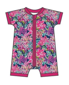 Bamboo Fiber Baby Girl Newborn Jumpsuit Large Scale Printing with Zip Comfortable Stylish