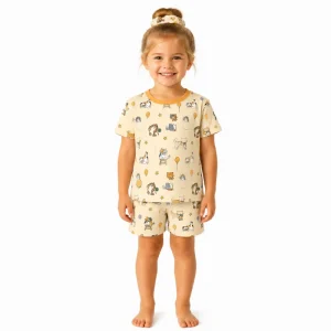 Bamboo Kids Sleepwear Short Sleeve Short Pants Pajama Set Soft Loungewear Comfortable Pjs for Girls 0 8T