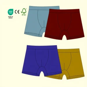 Bamboo Spandex Boys Boxer Briefs Soft Breathable Tagless Print Comfortable Children Underwear for Daily Wear