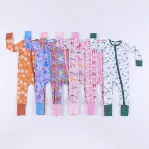 Bamboo Viscose Soft Baby Jumpsuit Pajamas Newborn Sleepers Boy Girl Clothes Printed Custom Baby Rompers