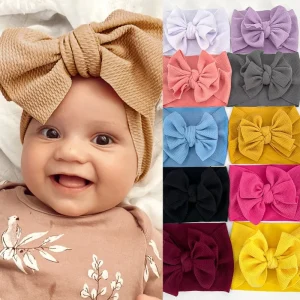 Big Bowknot Baby Headband Solid Color Elastic Newborn Infant Hair Band Turban Baby Girls Hair Accessories