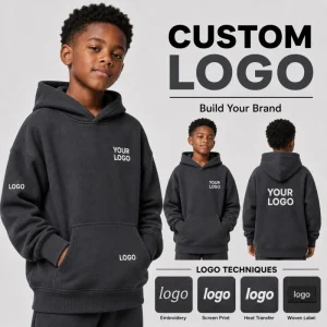 Blank Oversized Kids Hoodie Fleece Children Pullover Hoodie Custom Logo OEM Boys Girls Supplier