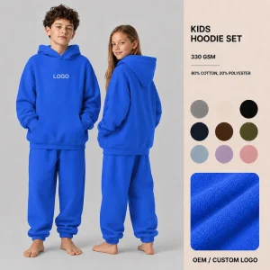 Blank Plain Solid Color Kids Hoodie Jogger Pants 2Pcs Set Unisex Boys Girls Fleece Tracksuit Custom Embroidery Low MOQ