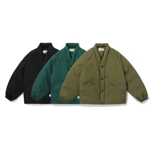 Blank Varsity Jackets City Boy Style Designer Winter Jacket Dark Green V neck Jacket Men