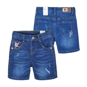 Blue Elastic Short Jeans Pants for Little Girls Kids Casual Ripped Style Toddler Jeans Shorts